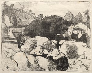 Bretonneries: Breton Women Making Haystacks (Bretonnes laver hø) af Emile Bernard