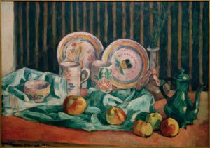 Stilleben med æbler og bretonsk keramik af Emile Bernard