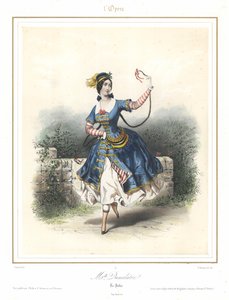 Fransk balletdanserinde Adele Dumilatre danser ved Paris Opera, c1840 (farve litho)