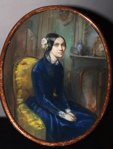 Portræt af Idalia Poletika (?) (Portræt af I. Poletika). Værk af Emile Francois Dessain (1808-1882), akvarel og pastel på papir af Emile Francois Dessain