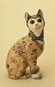 Figur af en kat (tinglaseret lertøj)