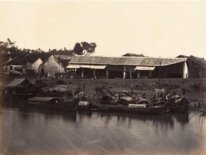 Udsigt over den kinesiske by Cholen-ark nr. 2, Saigon, Cochinchina, 1866. af Emile Gsell