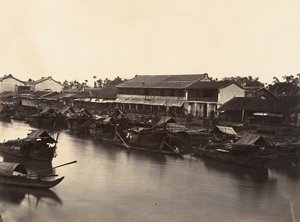 Udsigt over den kinesiske by Cholen-ark nr. 3, Saigon, Cochinchina, 1866. af Emile Gsell