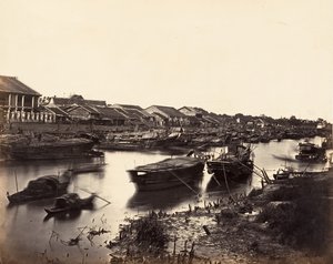 Udsigt over den kinesiske by Cholen-ark nr. 5, Saigon, Cochin Kina, 1866. af Emile Gsell