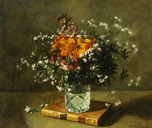 Et blomsterstilleben, 1872 af Emile Gustave Couder