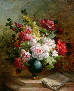 Stilleben med blomster og noder