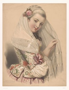 Tilsløret ung kvinde med en rose i håret Rose mousseuse (titel på objekt) Studier af udvalgte kunstnere (serietitel) Etudes choisies (serietitel på objekt)