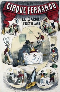 Cirque Fernando: The Writing Barber - Plakat af Lévy, slutningen af det 19. århundrede af Emile Levy