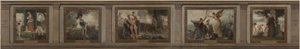 Skitse til rådhuset i det 16. arrondissement i Paris (salon en hémicycle): Barndom, ungdom, formål, ære, alderdom: The Ages of Life, i 1884 (olie på lærred) af Emile Levy