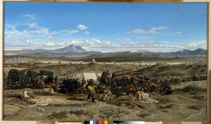 Slå lejr ved middagstid. Maleri af Emile Loubon (1809-1863). Olie på lærred. Musee Granet, Aix en provence