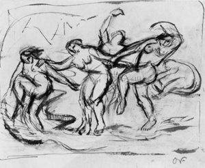 Figurkomposition med badende og dansende kvinder. af Emile Othon Friesz