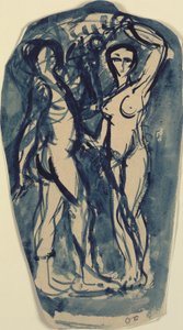 To stående, nøgne figurer (Adam og Eva?).