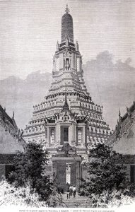 Portal til den store Wat-Chan Pagoda, Bangkok. Tegning af Thérond.