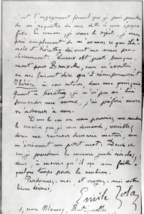 Brev fra Zola til Edouard Manet (1832-83) 1868 (pen og blæk på papir) af Emile Zola