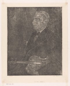 Portræt af kunstnerens far med violin af Emilius Wilhelmus Dehé (signed by artist)