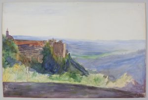 Alhambra, ca. 1900. Blyant og akvarel