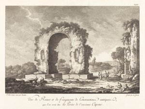 Udsigt over ruiner og fragmenter af oldtidens konstruktion ... af det gamle Capua af Emmanuel Jean Nepomucène de Ghendt after Claude Louis Châtelet