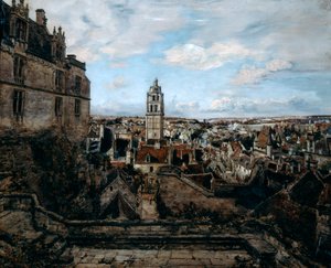 Udsigt fra terrassen på slottet Loches, 1884 af Emmanuel Lansyer