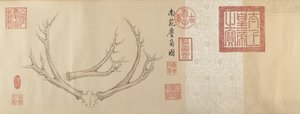 To malerier af hjortegevir, dateret 1762 og 1767. af Emperor Qianlong