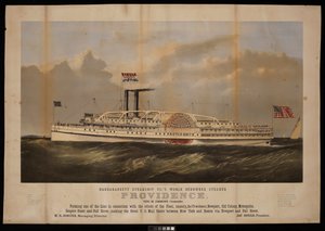 Narragansett Steamship Co.s verdensberømte dampskib Providence Benj M Simmons. Kommandør... (litografi) af Endicott Endicott