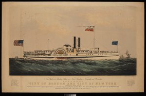 New York and Boston Line, via New London, Norwich og Worcester-dampskibene City of Boston og City of New York... af Endicott Endicott
