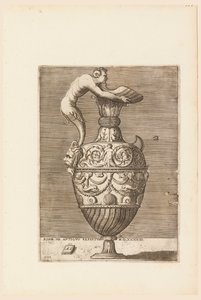 Ewer med en Satyr, der holder en stor konkylie (Vico) af Enea Vico