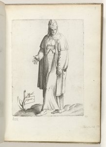 Spanien (titel på objekt) Kvinde i spanske tøj. ca. 1550 The Attitudes of different Nations of Our Age (serietitel) af Enea Vico