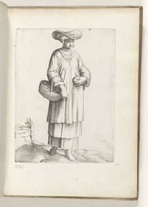 Spanien (titel på objekt) Vrouw met mand i spanske tøj. ca. 1550 The Attitudes of different Nations of Our Age (serietitel) af Enea Vico