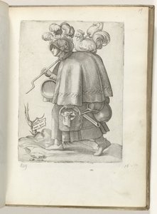 Tysk soldats kone (titel på objektet) tysk soldatenvrouw, klædt i henhold til mode fra ca. 1550 Vores tids forskellige nationers holdning af Enea Vico
