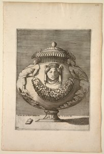 Vase dekoreret med figurer, rinceaux og festoner af Enea Vico