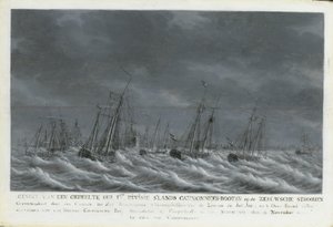 Den bataviske flåde ud for Veere, 1800 af Engel Hoogerheyden