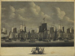 Flåden forlader havnen i Vlissingen, 1804 af Engel Hoogerheyden