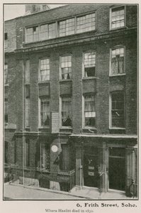 6 Frith Street, Soho, hvor Haziltt døde i 1830 af English Photographer