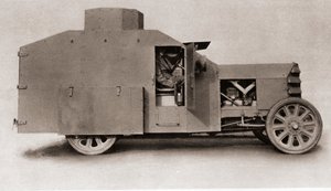 En britisk panservogn under Første Verdenskrig, fra The Illustrated War News, 1915 af English Photographer