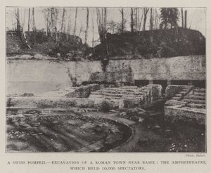 En schweizisk Pompeji, udgravning af en romersk by nær Basel, amfiteatret, som holdt 10.000 tilskuere af English Photographer