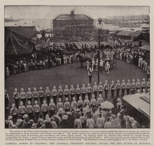 Admiral Dewey i Colombo, admiralen takker oberst Savage for æresvagten af English Photographer