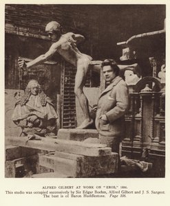 Alfred Gilbert, engelsk billedhugger på arbejde på Eros af English Photographer