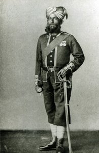 Bengalsk infanterist, ca. 1900 (s/h-billede) af English Photographer