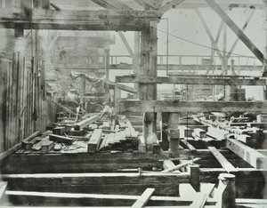 Blackfriars Bridge: byggearbejde i gang, 1869 af English Photographer