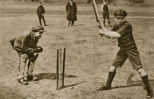 Drenge spiller cricket, Parliament Hill Fields (sepia-billede) af English Photographer