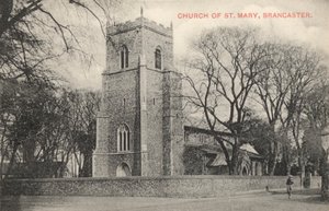 Church of St Mary, Brancaster, Norfolk (s/h-billede) af English Photographer