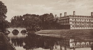 Clare College og Bridge, Cambridge (s/h-billede) af English Photographer