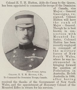 Oberst ETH Hutton, CB, til at kommandere Dominion Troops, Canada af English Photographer