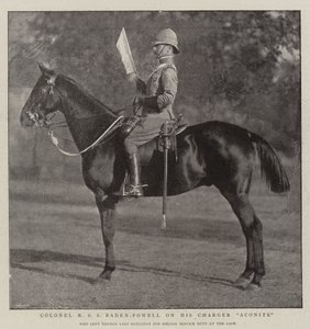 Oberst R S S Baden-Powell på sin Charger Aconite af English Photographer