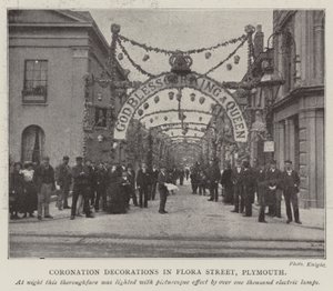 Kroningsdekorationer i Flora Street, Plymouth af English Photographer