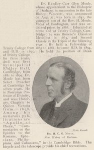 Dr. H C G Moule, ny biskop af Durham af English Photographer
