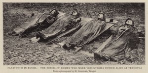 Fanatisme i Rusland, ligene af kvinder, der frivilligt blev begravet levende ved Ternovka af English Photographer