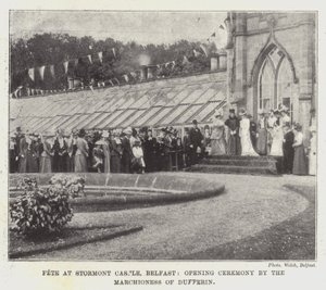 Fest på Stormont Castle, Belfast, åbningsceremoni ved Marchioness of Dufferin af English Photographer