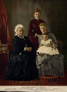 Fire generationer af royale (dronning Victoria, prinsesse Beatrice, prinsesse Victoria Alberta og prinsesse Alice)