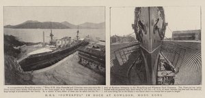HMS Powerful i Dock i Kowloon, Hong Kong af English Photographer